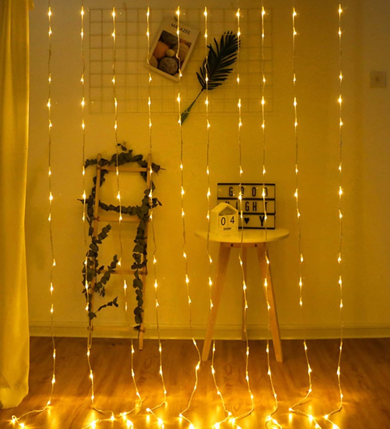 Waterfall Curtain String Lights - 180 Warm White LEDs, 8 Modes, 10x10 Feet, 3 Mtr - The Gears