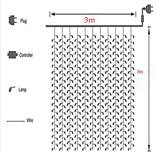 Waterfall Curtain String Lights - 180 Warm White LEDs, 8 Modes, 10x10 Feet, 3 Mtr - The Gears