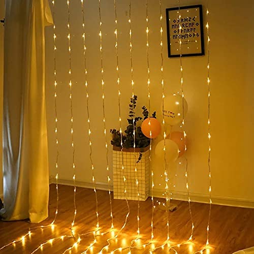 Waterfall Curtain String Lights - 180 Warm White LEDs, 8 Modes, 10x10 Feet, 3 Mtr - The Gears