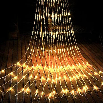 Waterfall Curtain String Lights - 180 Warm White LEDs, 8 Modes, 10x10 Feet, 3 Mtr - The Gears