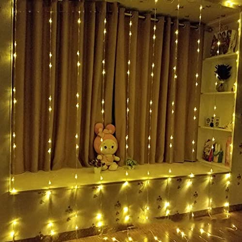 Waterfall Curtain String Lights - 180 Warm White LEDs, 8 Modes, 10x10 Feet, 3 Mtr - The Gears