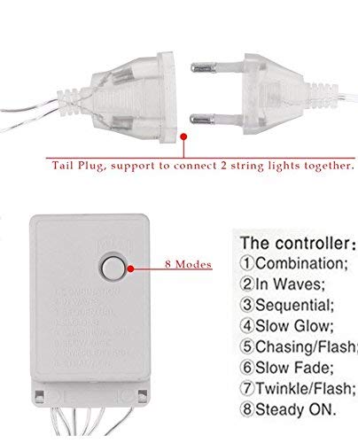Waterfall Curtain String Lights - 180 Warm White LEDs, 8 Modes, 10x10 Feet, 3 Mtr - The Gears