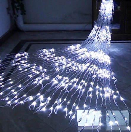 Waterfall Curtain String Lights - 180 White LEDs, 8 Modes, 10x10 Feet, 3 Mtr - The Gears