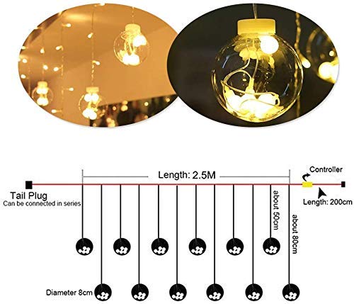 Wish Balls window Curtain String Lights with 8 Flashing Modes (12 Warm White) - The Gears