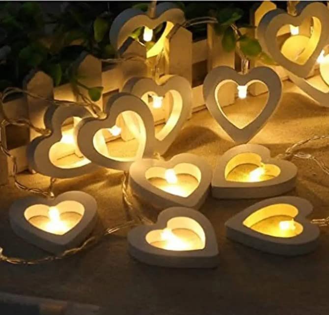 Wooden Heart String Lights 10 LED Hearts - The Gears