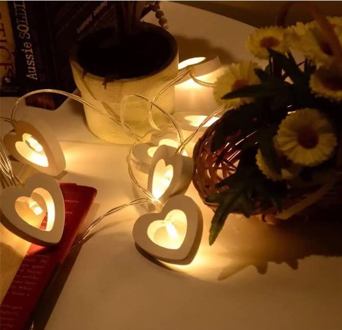 Wooden Heart String Lights 10 LED Hearts - The Gears