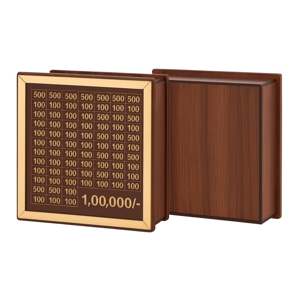 Wooden Money Box with Savings Tracker – ₹1 Lakh Goal Piggy Bank | 100000 Savings Gullak for Kids & Adults - The Gears