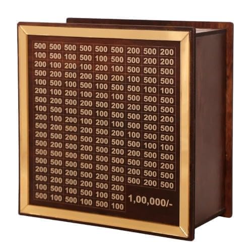 Wooden Money Box with Savings Tracker – ₹1 Lakh Goal Piggy Bank | 100000 Savings Gullak for Kids & Adults
